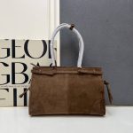 Prada Bonnie Large Suede Handbag Cacao Brown 38Cm 1Ba433 2C4S F0324 V Moo - Image 5