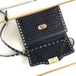 Valentino Garavani Rockstud Small Raffia Shoulder Bag Black 22Cm - Image 7