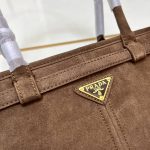 Prada Bonnie Large Suede Handbag Cacao Brown 38Cm 1Ba433 2C4S F0324 V Moo - Image 6