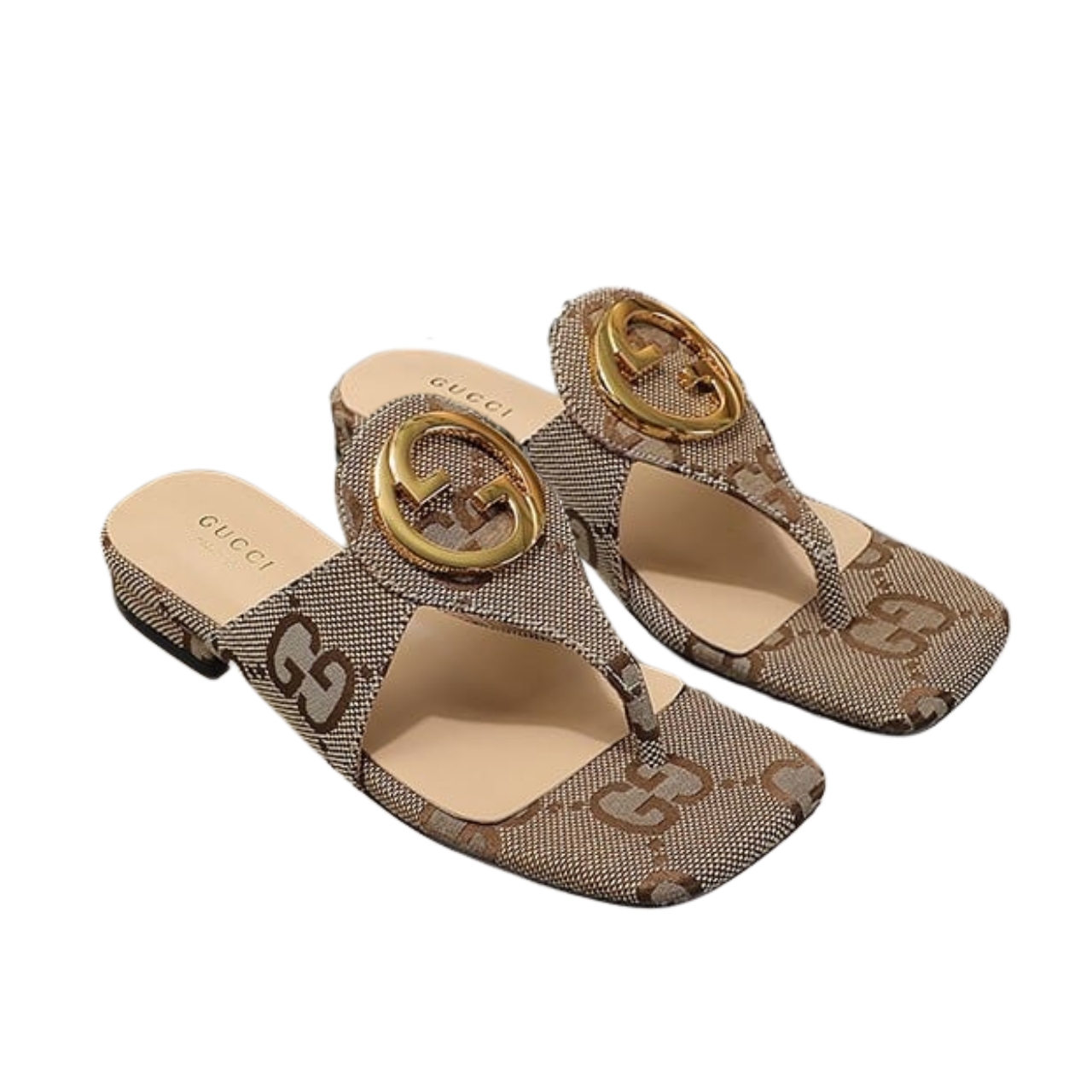 37.jpg Gucci Blondie Thong Canvas Sandals Ebony Brown 752659 9I650 9769 - Image 1