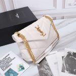 Saint Laurent Puffer Small In Leather Gold Hardware White 29Cm 5774761EL079207 - Image 5