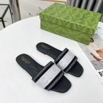 Gucci Women Slide Sandal With Web Black And White 817564 FAECG 8843 - Image 5
