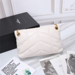 Saint Laurent Puffer Small In Leather Gold Hardware White 29Cm 5774761EL079207 - Image 8
