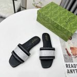 Gucci Women Slide Sandal With Web Black And White 817564 FAECG 8843 - Image 6