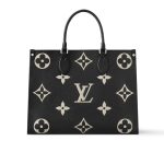 Louis Vuitton Onthego MM Monogram Black Beige 35Cm M45495