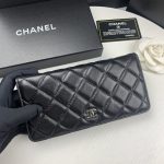 Chanel Quilted Classic Long Flap Wallet With Silver Hardware Black 19Cm - Image 3