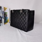 Chanel Grand Shopping Tote Bag Black Caviar Silver Tone Chain 34Cm - Image 4