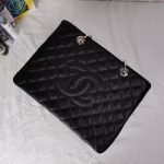 Chanel Grand Shopping Tote Bag Black Caviar Silver Tone Chain 34Cm - Image 6