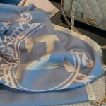 Hermes Cashmere Wool Scarf Wrap Shawl In Blue And Pink 180cm - Image 5