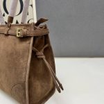 Prada Bonnie Large Suede Handbag Cacao Brown 38Cm 1Ba433 2C4S F0324 V Moo - Image 8