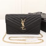 Saint Laurent Classic Cassandre Grain De Poudre Chain Wallet Black 22cm 377828BOW011000 - Image 3