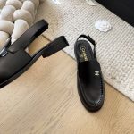 Chanel Interlocking Cc Logo Slingback Flats Black - Image 9
