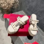 Valentino Rockstud Laminated Nappa Wedge Sandal Natural 4W2S0GI5DYM YBS - Image 3