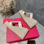 Valentino Rockstud Laminated Nappa Wedge Sandal Natural 4W2S0GI5DYM YBS - Image 7