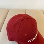 Gucci Embroidered Cotton Baseball Cap Red - Image 5