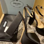 Prada High Heeled Satin Sandals Black 1Xp48B 049 F0002 F 135 - Image 4