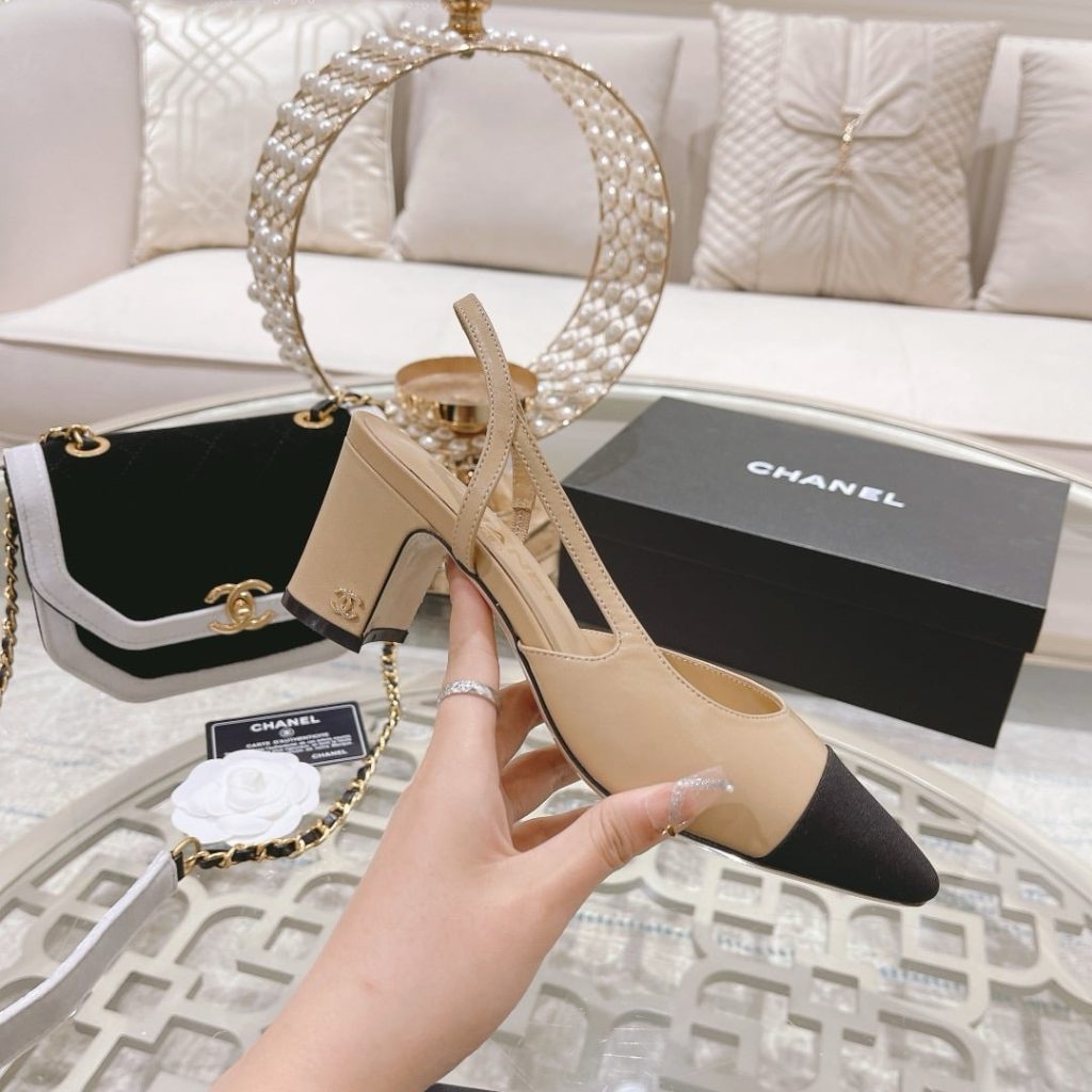 Chanel Slingbacks Grosgrain Beige & Black G31318 Y50006 C8378 - Image 6
