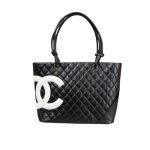 Chanel Cambon Line Medium Tote Bag In Black 28cm