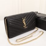 Saint Laurent Classic Cassandre Grain De Poudre Chain Wallet Black 22cm 377828BOW011000 - Image 4