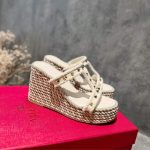 Valentino Rockstud Laminated Nappa Wedge Sandal Natural 4W2S0GI5DYM YBS - Image 10