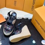 Louis Vuitton X Takashi Murakami Helios Wedge Sandal Black - Image 4