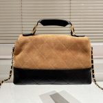 Chanel Large Flap Bag With Top Handle Shiny And Gold Tone Metal Brown Black 29Cm AS5637 B20827 U1536 - Image 4