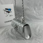 Chanel 23P Clutch With Chain Bag Grained Leather Silver 18cm - Image 6