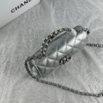 Chanel 23P Clutch With Chain Bag Grained Leather Silver 18cm - Image 8
