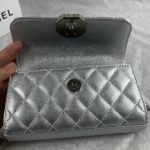 Chanel 23P Clutch With Chain Bag Grained Leather Silver 18cm - Image 9