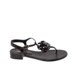 CHANEL JELLY BLACK RUBBER CAMELLIA SANDALS BLACK - Image 9