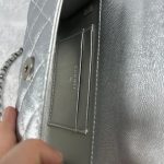 Chanel 23P Clutch With Chain Bag Grained Leather Silver 18cm - Image 11