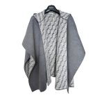 Fendi Ff Poncho Gray And White Wool And Cashmere