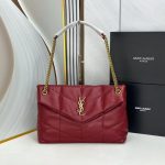 Saint Laurent Puffer Small In Leather Gold Hardware Red 29Cm - Image 3