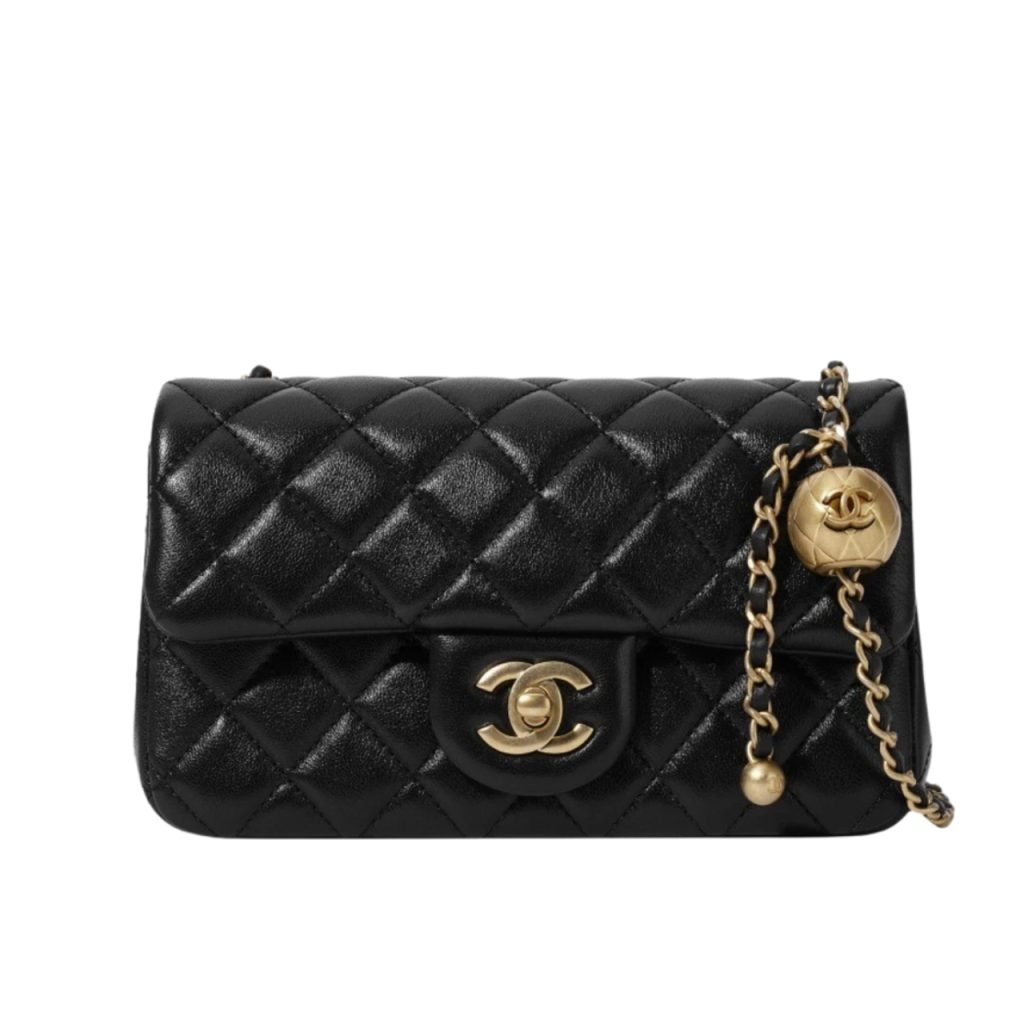 Chanel Flap Bag Mini Cc Rectangular Pearl Crush Gold Black 20Cm As1787 B18602 94305 - Image 2