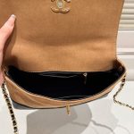 Chanel Large Flap Bag With Top Handle Shiny And Gold Tone Metal Brown Black 29Cm AS5637 B20827 U1536 - Image 6