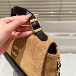 Chanel Large Flap Bag With Top Handle Shiny And Gold Tone Metal Brown Black 29Cm AS5637 B20827 U1536 - Image 7