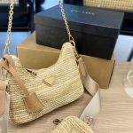 Prada Re Edition 2005 Crochet Bag Raffia Natural Tan 22CM 1BH204 2A2T F0018 V V9L - Image 4
