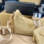 Prada Re Edition 2005 Crochet Bag Raffia Natural Tan 22CM 1BH204 2A2T F0018 V V9L - Image 5