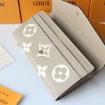 Louis Vuitton Sarah Wallet Bicolor Monogram Empreinte Tourterelle And Crème 19Cm M81049 - Image 5