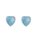 Gucci Heart Earrings With Interlocking G Light Blue Enamel Silver 645547 J8410 8183