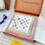 Louis Vuitton x Murakami Monogram Multicolor Scarf White 90Cm M94967 - Image 3