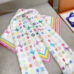 Louis Vuitton x Murakami Monogram Multicolor Scarf White 90Cm M94967 - Image 5