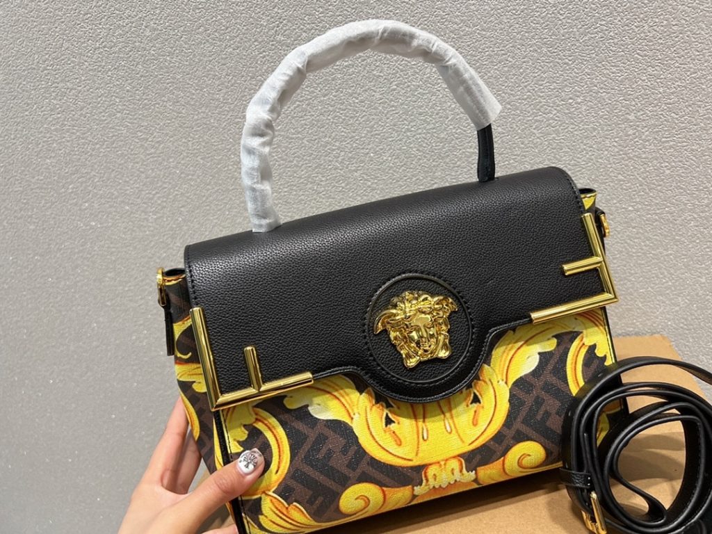 Versace X Fendi Fendace La Medusa Medium Handbag Black - Image 3