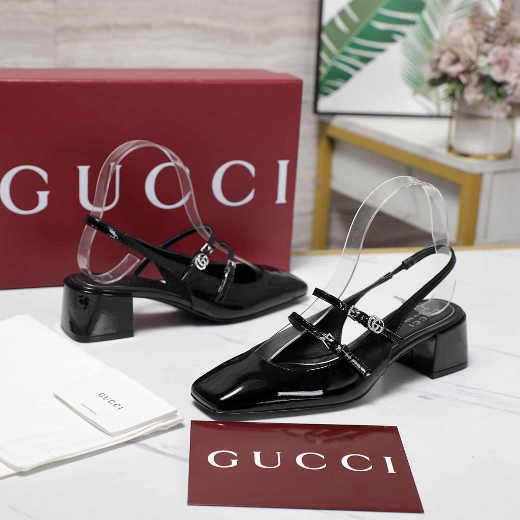 Gucci Women Pump With Double G Black Leather 832474 Bnc80 1000 - Image 9