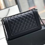 Chanel Boy Medium Handbag Sliver Hardware Black 25Cm A67086 Y09953 94305 - Image 4
