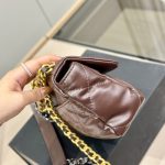 Chanel 19 Flap Bag Shiny Gold And Silver Tone Brown 20Cm - Image 6