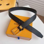 Louis Vuitton LV City Pin Belt Gold Hardware Black 35mm - Image 4