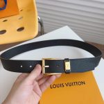 Louis Vuitton LV City Pin Belt Gold Hardware Black 35mm - Image 3