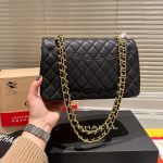 Chanel Medium Classic Handbag Grained And Gold Tone Metal Black 26Cm A01113 Y01864 C3906 - Image 4
