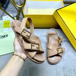 Fendi Feel Leather Slides Beige 8x8647na7f0qb8 - Image 5